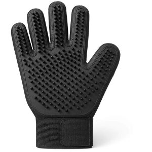 Heavy Duty Rubber Pet Hair Remover Mitt for Grooming and Bathing Waterproof Deshedding Glove for Large Dogs with Thick Coats and Undercoats Black