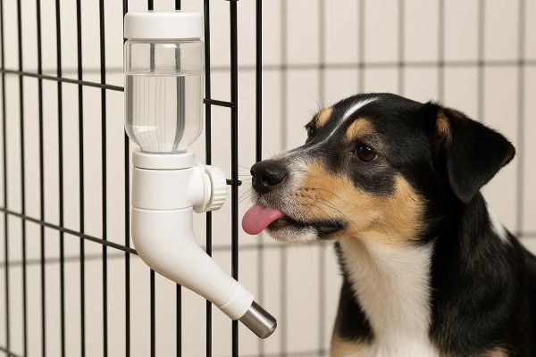 Automatic Dog Water Bottle for Crate and Travel Portable Hanging Pet Dispenser with No Drip Stainless Steel Valve for Small and Medium Dogs