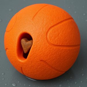 Durable Natural Rubber Dog Ball Toy with Treat Dispensing Slot Non Toxic Floating Fetch Ball for Aggressive Chewers and Outdoor Play Orange