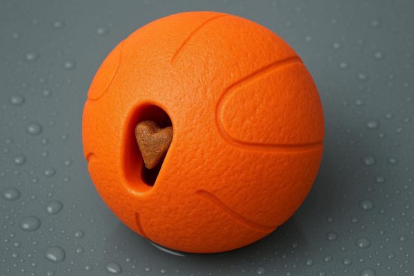 Durable Natural Rubber Dog Ball Toy with Treat Dispensing Slot Non Toxic Floating Fetch Ball for Aggressive Chewers and Outdoor Play Orange