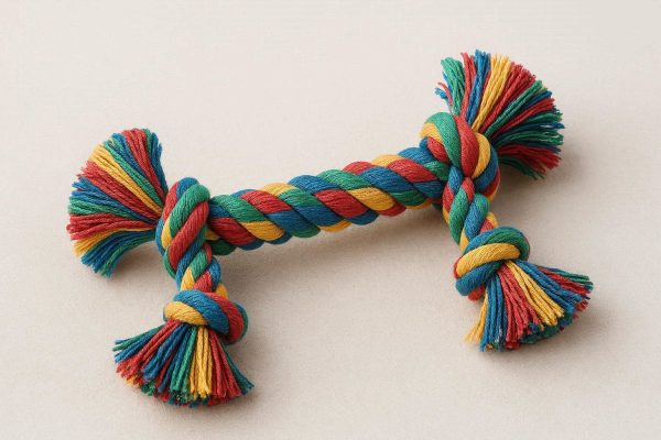 Soft Cotton Rope Dog Toy for Teething Puppies Washable Fabric Tugging Bone for Small Breeds Dental Health and Interactive Play Multi Color