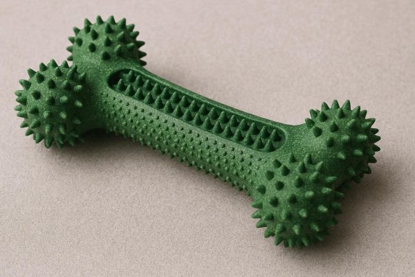 Textured Rubber Dog Chew Toy for Dental Care Hard Spiky Bone for Aggressive Chewers Removing Plaque and Tartar Stress Relief Green Color