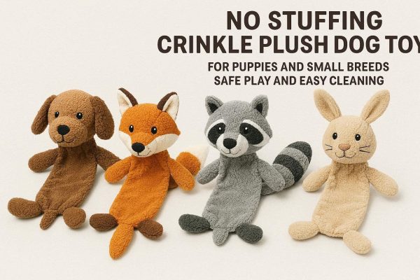 Interactive Soft Plush Dog Toy with No Stuffing Crinkle Animal Toy for Puppies and Small Breeds Safe Play and Easy Cleaning Multi Design