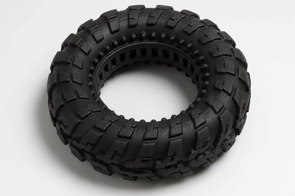Tough Rubber Tire Dog Toy for Heavy Chewers Interactive Ring Toy with Textured Tread for Aggressive Breeds Boredom Relief and Fetch Play