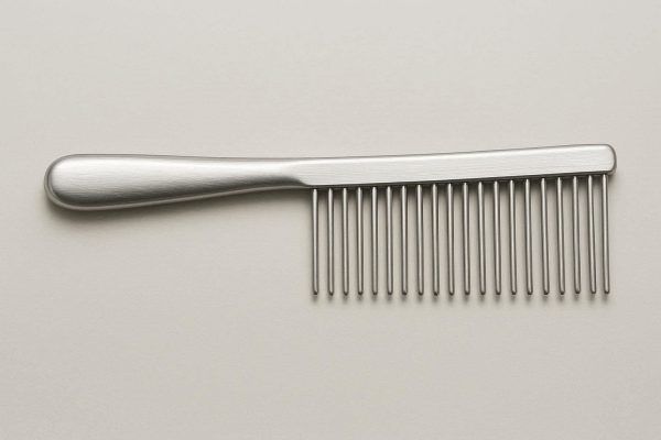 Stainless Steel Pet Grooming Comb with Rounded Teeth for Dogs and Cats Professional Finishing Tool for Long Thick Hair Removal and Styling Silver