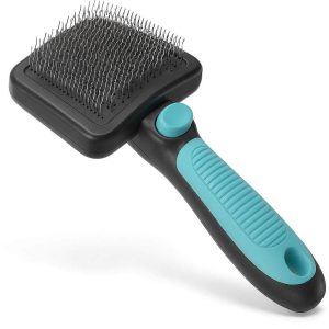 Self Cleaning Slicker Brush for Dogs and Cats Professional Grooming Tool for Removing Loose Undercoat Tangled Hair and Mats Easy Click Clean
